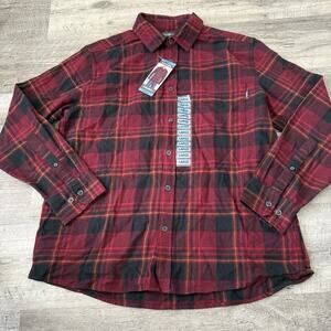 Eddie Bauer Bristol Flannel Shirt Mens Large Long Sleeve Dark Berry Plaid NEW